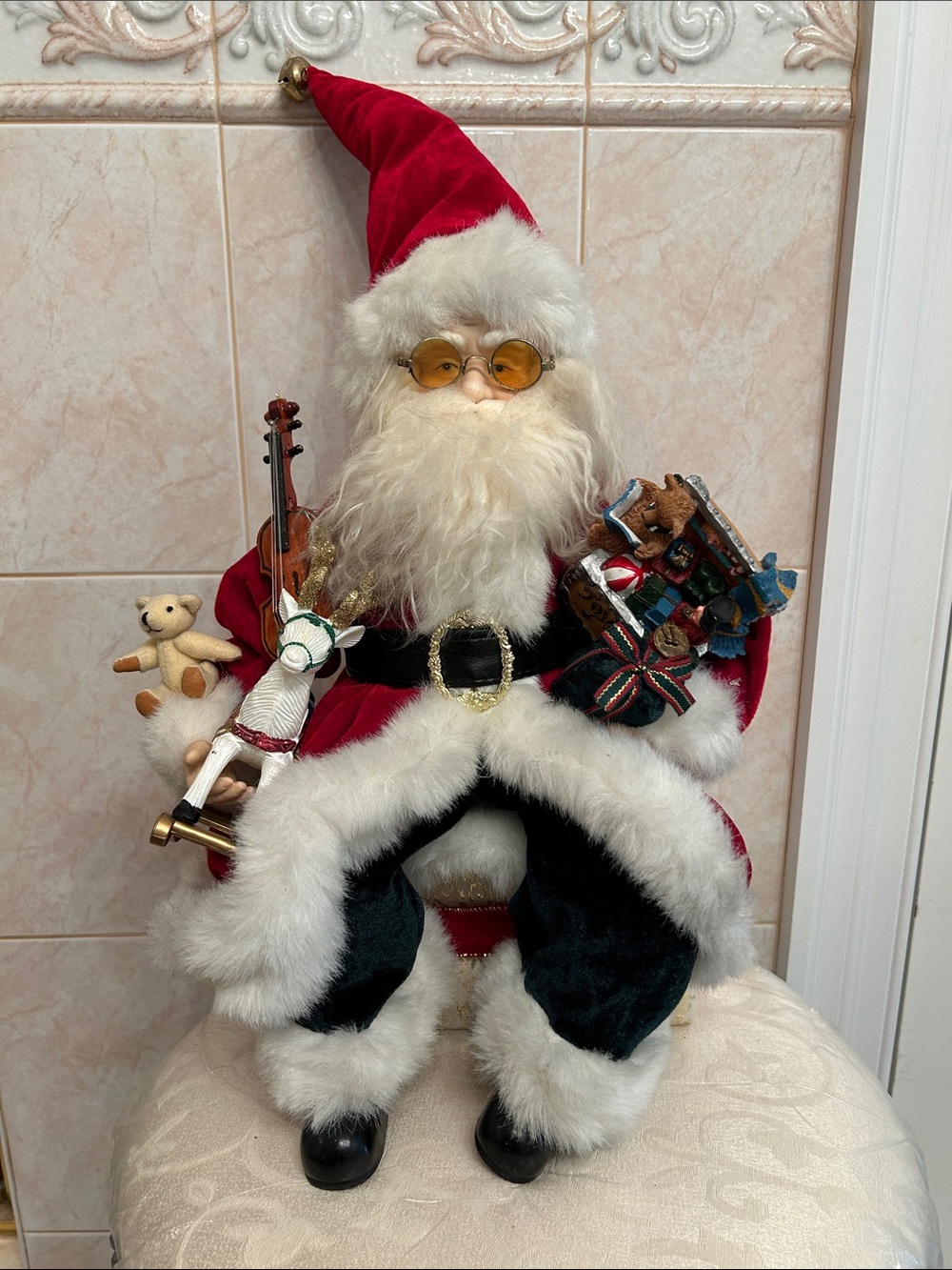 Red Santa Holiday Figurine with White Fur Trim - Brand Unspecified